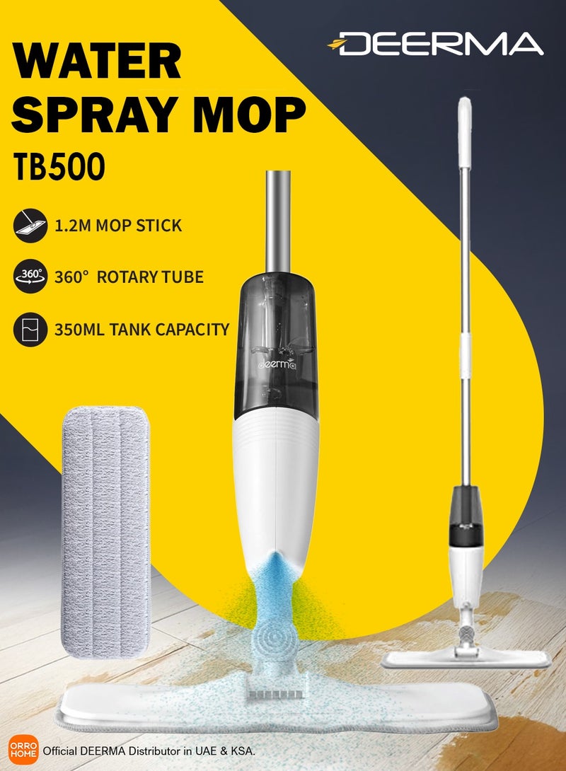 Deerma TB500 Water Spray Mop Carbon Fiber Dust Collector 360 Degree Rotating 350ml Tank Waxing Mop - White - Image 1